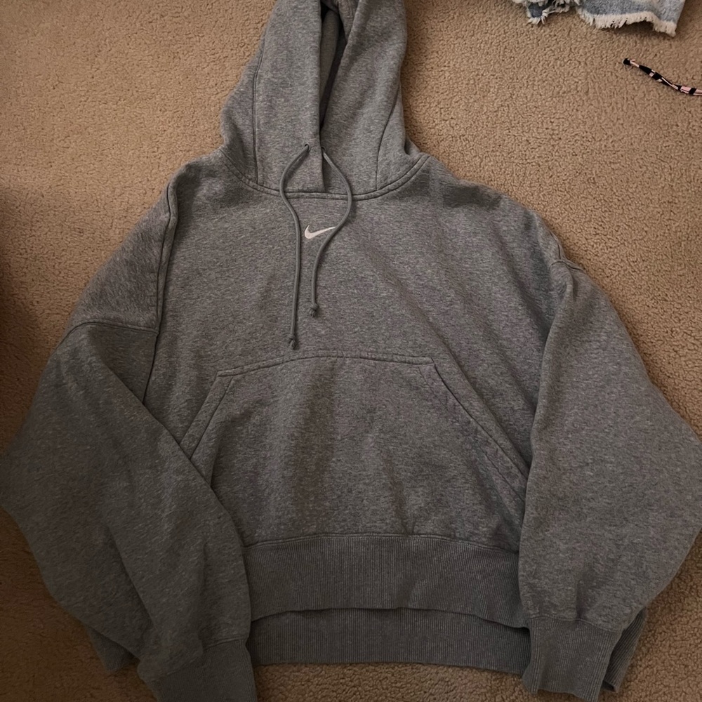 Gray Nike hoodie. Wide fit
